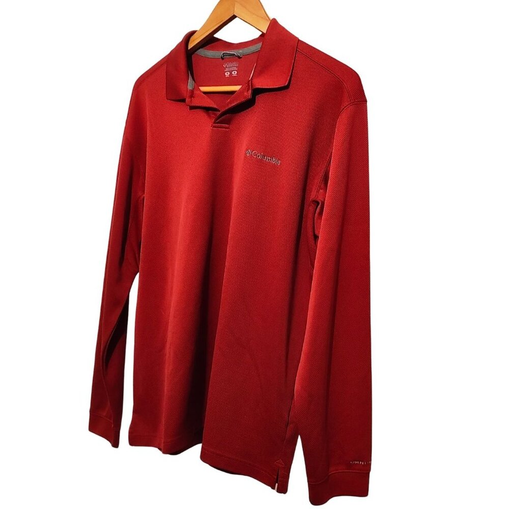 Columbia Men's Deep Red Omni-Shade UPF Protection Pull-Over Shirt M